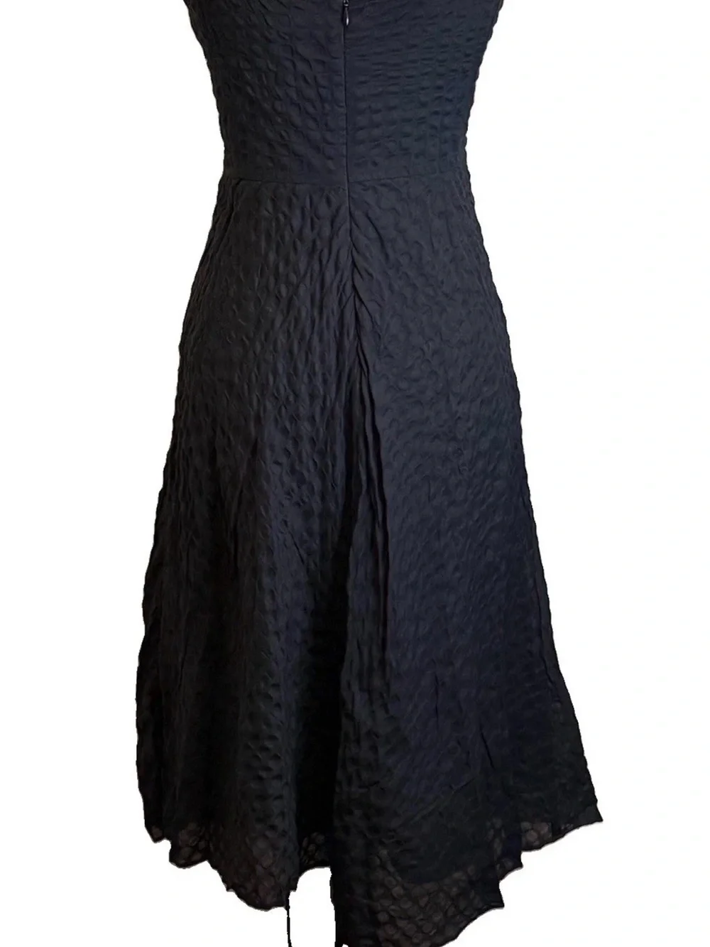 J. Crew Strapless Black Midi Dress with Flared Skirt